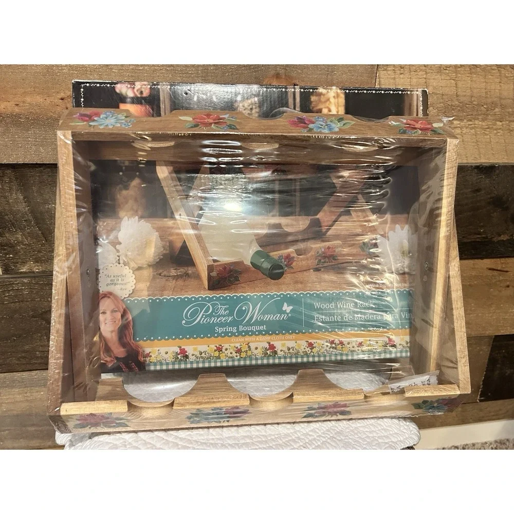 Pioneer Woman WOOD WINE RACK‎ SPRING BOUQUET NIB